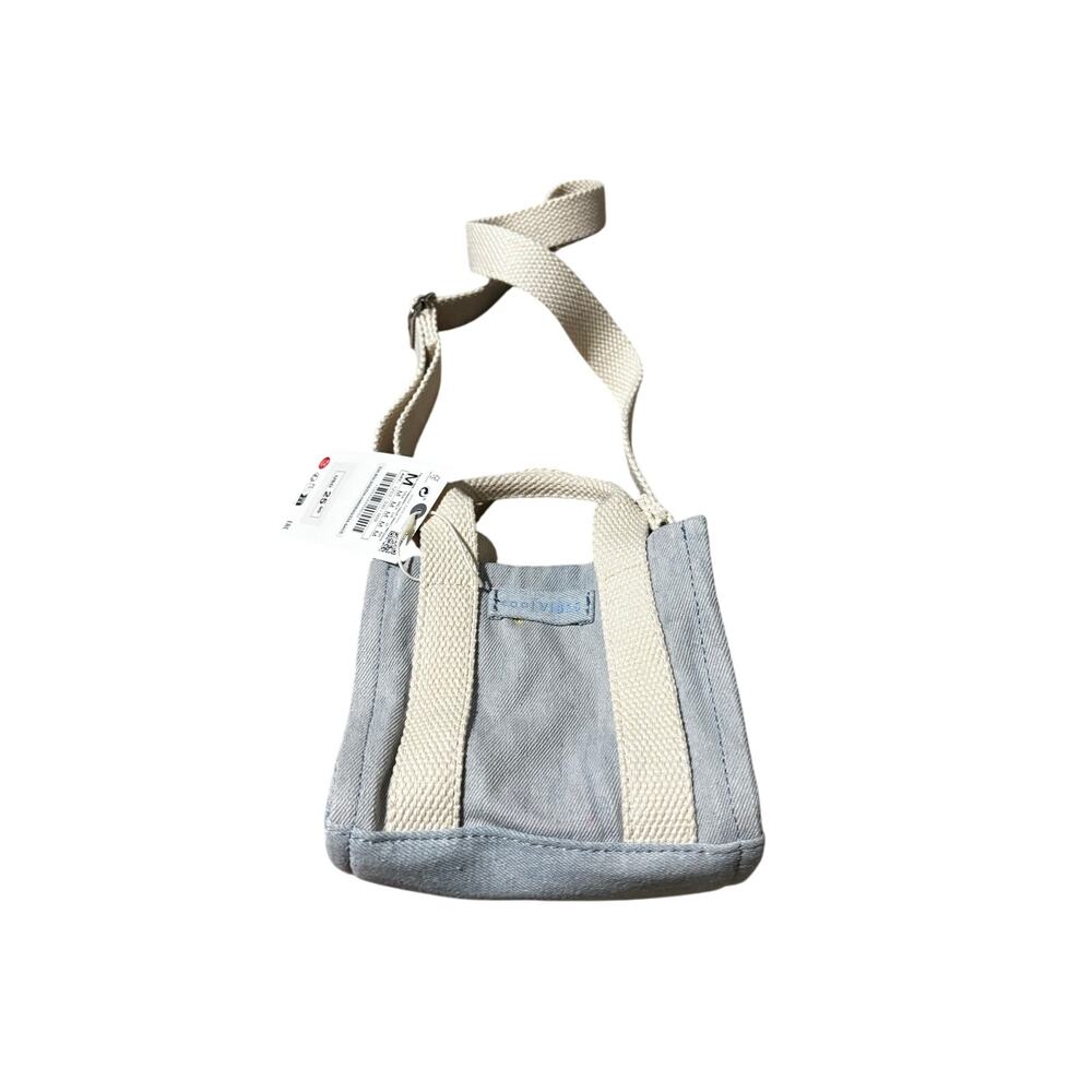 Zara chambray mini tote with crossbody cream Canvas strap nwt